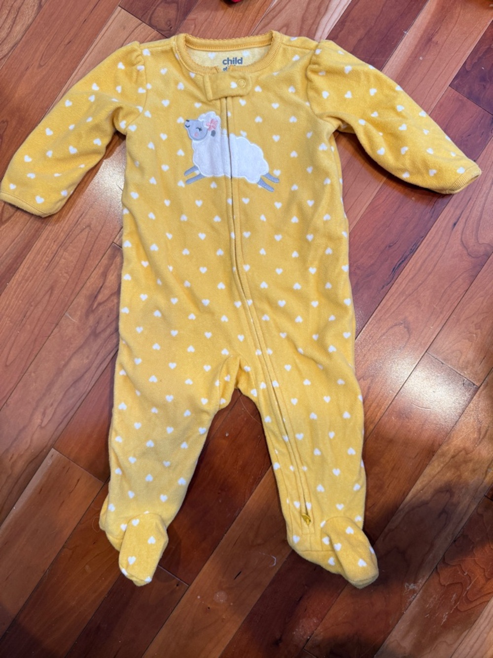 Carter's Yellow Fleece Footed One-Piece with Sheep Applique